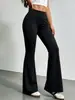 Calças de yoga micro-flare estilo Lulu para mulheres, novo conjunto fitness que levanta o bumbum, roupa de treino para Pilates, calças esportivas para corrida