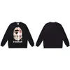 Moletom BAPE com estampa de cabeça de macaco estilo japonês, tendência transfronteiriça, gola redonda, unissex, corte solto, jaqueta de manga curta para outono e inverno