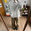 Camisa de Manga Larga a Cuadros Blanco y Negro Estilo Retro Japonés 2026 para Hombres y Mujeres, Corte Limpio Holgado Casual Versátil