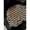 Corriste 26 Otoño Temprano Nuevo Estilo Lana de Alpaca Tejido de Color Lavado Enzimático Rayas Cuello Redondo Silueta Suéter de Punto para Mujer