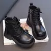 Dr. para Niñas. Botines Cortos Martens 2026 Nuevo Otoño/Invierno para Niños Estilo Británico Botines Individuales para Niños Botas de Cuero Cálidas con Felpa para Niñas