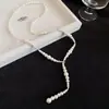 Collar de Perlas con Lazo de Diamantes Multicapa para Mujer Cadena de Clavícula Simple Retro Francesa Atmósfera de Lujo Puro Otoño e Invierno