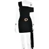 Aliexpress Transfronterizo 2025 Nuevo Vestido Corto de un Hombro de Venta Caliente para Mujer Moda Sexy de Comercio Exterior Vestido Plisado Ajustado a la Cadera