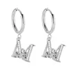 Pendientes de Acero Inoxidable Chapado en Oro 18K con 26 Letras, Pendientes de Zirconia con Forma de Ola de Lujo, Pendientes Elegantes