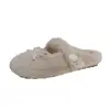 Zapatos de Peluche con Lazo Estilo Hada para Mujer 2026 Invierno con Felpa Cálida Suela Gruesa Mary Janes Calzado de Exterior Pantuflas de Algodón para Mujer