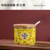 Pote de Condimentos Esmaltado Estilo Chinês Novo Pote de Sal de Cerâmica Jingdezhen Garrafa de Condimentos Pote para Macarrão com Pimenta Pote de Açúcar Pote de Molho Vinagre com Tampa