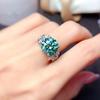 Nuevo Anillo de Tesoro Colorido con Gipsófila Micro-Pavimentada de Lujo Anillo Azul y Verde de Imitación de Moissanita de 5 Quilates Huevo de Paloma para Mujer