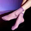 Seis Colores 1D Aurora Gelatina Calcetines Cortos Ultradelgados Transparentes Sexy Hasta la Mitad de la Pantorrilla Medias Aceitosas Lisas Transpirables Invisibles Multicolor