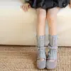 25218 Cubrecalcetines para Niña para Otoño e Invierno, Engrosados y Cálidos, Calentadores de Piernas de Color Sólido Estilo Coreano con Lazo para Ropa de Abrigo