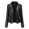 Jaqueta feminina slim fit da Amazon para mulheres, jaqueta fina para primavera e outono, roupa de motociclista feminina, jaqueta de couro com gola grande e moderna