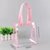 Bolsa de mão transparente em PVC em estoque atacado saco plástico de embalagem costura personalizada bolsa tote cosmético sacola de compras