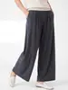 Pantalones de lana de pierna ancha para mujer para otoño e invierno, estilo casual y relajado, pantalones de punto de lana de pierna recta hasta el suelo