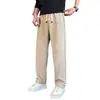 Pantalones casuales holgados versátiles para hombre en otoño e invierno, forrados de felpa, color liso, transpirables, elásticos, con una caída fresca, modernos pantalones de chándal nuevos