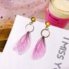 Versión coreana de pendientes hechos a mano de temperamento literario retro, pendientes de perlas, alas de mariposa de tul, pendientes con gancho para la oreja de alas de mariposa, venta al por mayor