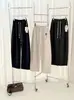 Calças de Lã de Seda com Barra Curva Outono/Inverno Nova Moda Versátil Engrossadas Simples Casuais Femininas