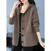 2026 Nuevo Suéter con Capucha Abrigo Exterior Suéter Abrigo Cálido Ropa de Madre Cardigan Tejido Suelto para Mujer Otoño Invierno
