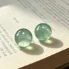 Pendientes de aguja de plata 925 con temperamento elegante de mediados de la antigüedad francesa retro vintage, pendientes de perla y esmeralda para mujer
