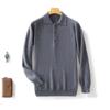 Suéter de lana nuevo de otoño e invierno para hombre, cuello POLO, suéter de punto de lana 100% pura, camisa informal de negocios de cachemira para hombre