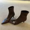 Botines de Tobillo con Punta Elegantes de Gama Alta para Mujer 2026 Nuevos Botines Individuales Elásticos Estilo Callejero Botines Pequeños para Otoño Invierno