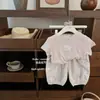 Conjunto de Duas Peças Feminino Verão 2026 Novo Estilo Princesa Doce e Chique Francês Calça Lanterna Floral Super Fofa Manga Curta
