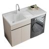 Combinación de Gabinete para Lavadora de Balcón de Aluminio Panal, Mesa de Lavandería con Lavabo Integrado con Tabla de Lavar, Gabinete Complementario para Lavadora de Tambor