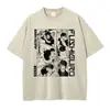 Camiseta de algodón con estampado de dibujos animados en blanco y negro, nueva de verano, con letras, estilo europeo y americano, camiseta de personalidad, manga corta, nueva