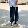 Pantalones vaqueros lavados de estilo vintage ins japonés transfronterizos para hombre, marca de moda, holgados, talla grande, pierna ancha, casual, con cordón en el bajo, versátiles, largos
