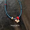 Pingente Dopamina Vaca Feliz Fofa Design de Nicho Vermelho e Azul Miçangas Colar de Verão Corrente Clavicular Acessórios