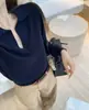 Tricô Casual de Alta Qualidade com Gola Polo para Mulheres, Blusa Casual Relaxada de Manga Longa com Decote V