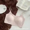 Roupa íntima feminina sem costura de seda gelada plus size transfronteiriça, sutiã push-up com estampa de laço, top cropped de alça fina