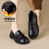 Zapatos de Cuero para Mujer Estilo Británico 2026 Nuevos Otoño e Invierno Felpa Planos sin Cordones Mocasines Uniforme Talla Grande Zapatos para Mujer