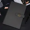 Caderno de Negócios A5 Personalizado com Folhas Soltas Atacado Fivela Couro Bloco de Notas para Reunião Registro de Reunião de Trabalho Papelaria