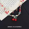 Collar de Cereza Roja con Perlas de Colores Personalidad Dulce de Verano Dopamina Exquisito Lujo Ligero Lindo Versátil Cadena para Clavícula