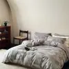 Clásico estilo europeo, todo algodón, teñido en hilo, juego de cuatro piezas para dormitorio, con un patrón jacquard vintage, funda nórdica 100% algodón, amigable con la piel, y ropa de cama para todas las estaciones