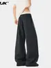 Pantalones casuales rectos de retazos a cuadros retro americano 2026 para hombres y mujeres, pantalones largos versátiles holgados de pierna ancha