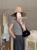 Nuevo suéter de punto de manga corta con cuello cuadrado elegante y simple para verano, top fino de estilo western suave para mujer, camisa pequeña