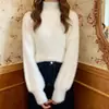 Suéter de punto de cachemira de visón grueso y cálido de cuello medio para otoño e invierno, nuevo suéter de primavera estilo coreano versátil y de estilo suave para mujer