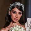 Diadema de pedrería para el cabello Amazon, Cruz de pedrería, Forma curva, Tocado de novia, Diadema para el pelo prensado, Accesorios para vestido de novia DZ049