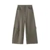 Calça Cargo Wide-Leg Estilo Retrô Americano Plus Size Feminina para Outono, Calça Cimitarra de Perna Reta Emagrecedora para Figura em Formato de Pera