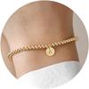 Pulsera de Amazon con colgante de 26 letras inglesas talladas y cuentas redondas de 18 quilates.