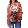 2023 nuevo transfronterizo top 3 los 3 primeros estampado de dragón 3D ropa nueva europea y americana para mujer suéter de hombros descubiertos para mujer top para mujer camisa básica Mujer
