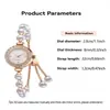 Pulsera de cuentas blancas para mujer, compacta y exquisita con caja incrustada de diamantes, esfera sencilla de pedrería, moderno reloj de cuarzo
