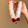 Año Nuevo Niña Linda Navidad Collar de Peluche Dulce Lazo Rojo Campana Gargantilla Collar Cadena Clavicular