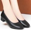 Zapatos de Trabajo Negros para Mujer, Zapatos de Baile Versátiles, Zapatos de Salón de Hotel, Estilo Primavera y Otoño, Piel Suave, Suela Suave, Tacón Bajo, Zapatos de Piel para Mamá