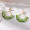 Pendientes de abanico de cuentas de arroz transfronterizos de Europa y Estados Unidos, pendientes de temperamento fresco y dulce, pendientes de moda de alta gama versátiles para mujer