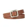 Cinturón Fino de Hebilla de Pin de Estilo Coreano de Moda para Mujer, Cinturón Decorativo para Vestido, Cinturón de Cuero Genuino para Mujer, Cuero de Primera Capa, En Stock