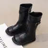 Botas de Montar para Niña 2026 Otoño/Invierno Bebé Niña Felpa Plus Cálidas Botas de Algodón de Doble Capa Simples Retro Botas Martin Botas Largas