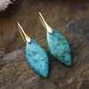 Nuevos pendientes colgantes de hojas de piedra natural bohemios europeos y americanos de moda, joyería retro de estación independiente transfronteriza.