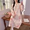 Nueva Bata de Noche de Primavera con Almohadillas para el Pecho para Mujer, Suéter Pullover de Algodón Nube con Cuello Redondo, Falda Larga de Manga Larga, Pijama Dulce y Cómodo para Casa