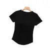 Top de Nuevo Estilo para Dropshipping con Almohadillas en el Pecho, Cuello Redondo, Mangas de Media Longitud Cola de Golondrina, Copa Integrada, Adecuado como Prenda Exterior o para Vestir por Capas, Moderno Top de Primavera/Verano